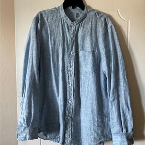 100% linen blue men’s shirt